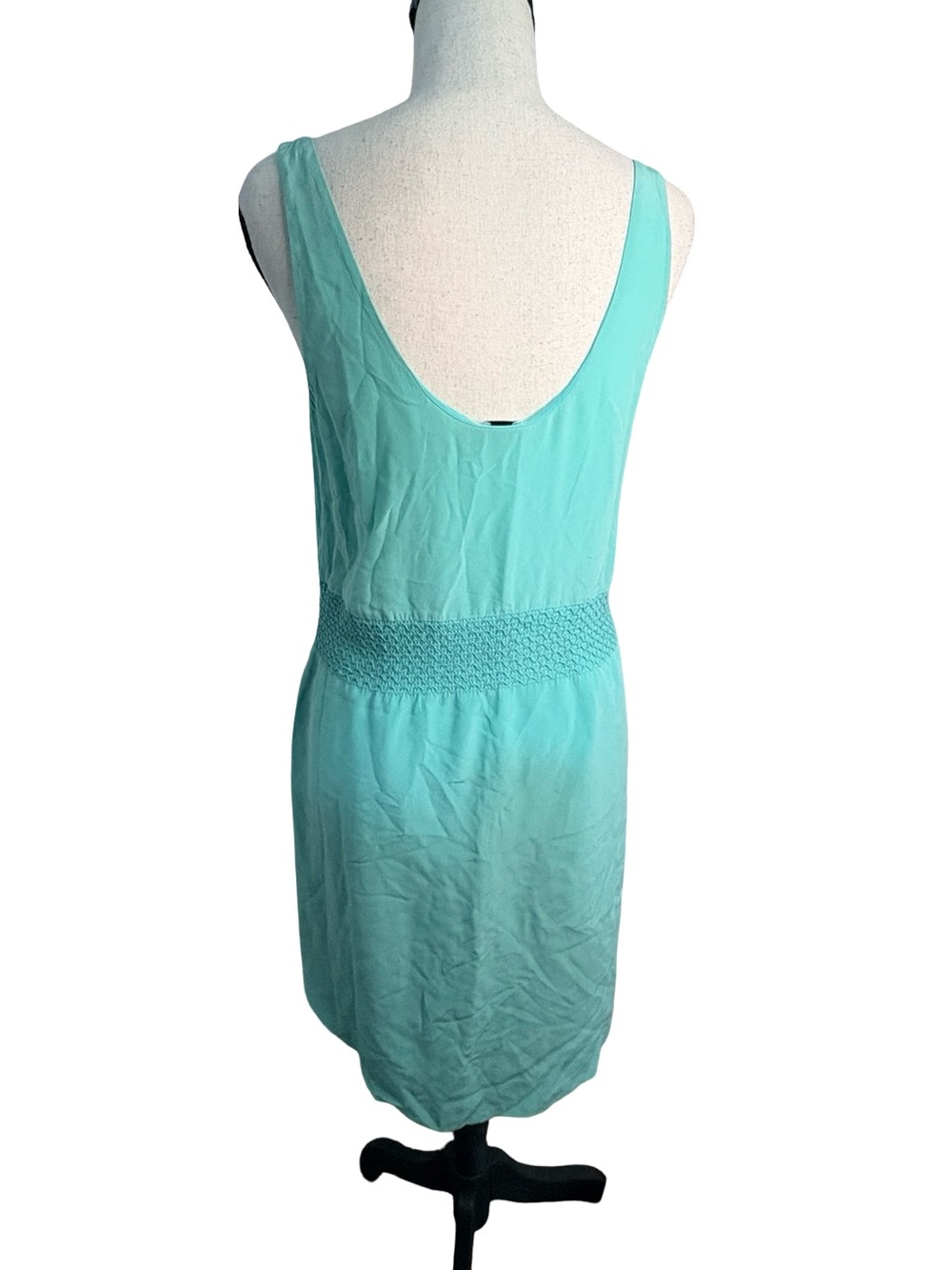 Babaton Aritzia 100% Silk Aqua Smocked Waist Sleeveless Dress S - Picture 4 of 10